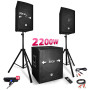 Paquete de PA - 2200W altavoces + subwoofer + Pies - USB / Bluetooth - BM SONIC BMS1512