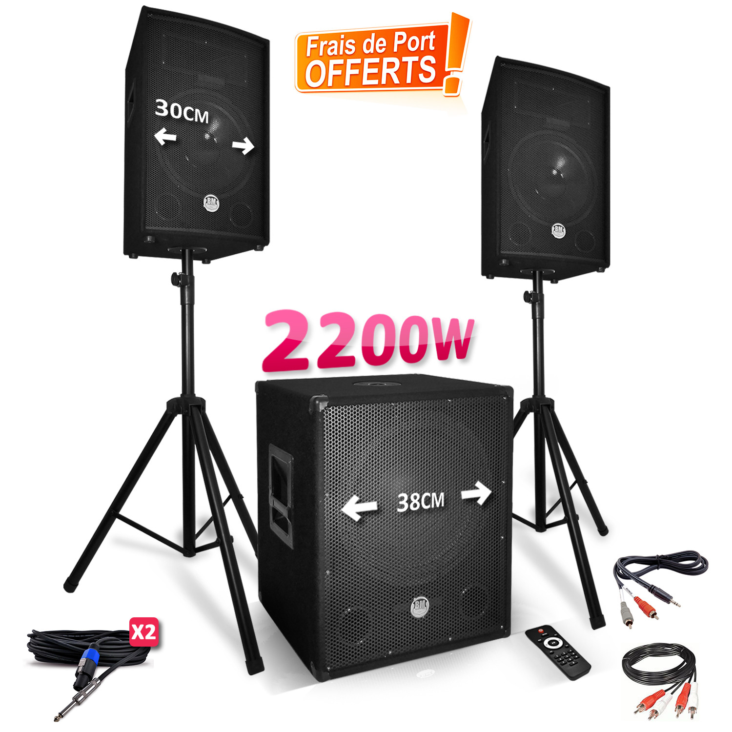 Set Audio BM SONIC BMS-1515 2500W – 2 Altoparlanti 15", Subwoofer Attivo 18", Piedi E Mixer A 4 Canali Con Bluetooth E USB - 5