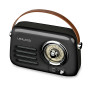Radio Rétro portable Ledwood ALMA, FM, Bluetooth 5.3 Entrée USB, Puissance 3W - Batterie 3,7V-1500mAh - Retro Vintage - Noir