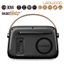 Radio Rétro portable Ledwood ALMA, FM, Bluetooth 5.3 Entrée USB, Puissance 3W - Batterie 3,7V-1500mAh - Retro Vintage - Noir