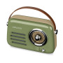 Radio Rétro portable Ledwood ALMA, FM, Bluetooth Entrée USB, Puissance 3W - Batterie 3,7V-1500mAh - Retro Vintage - Vert Olive