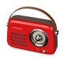 Radio Rétro portable Ledwood ALMA, FM, Bluetooth 5.3 Entrée USB, Puissance 3W - Batterie 3,7V-1500mAh - Retro Vintage - Rouge