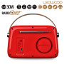 Radio Rétro portable Ledwood ALMA, FM, Bluetooth 5.3 Entrée USB, Puissance 3W - Batterie 3,7V-1500mAh - Retro Vintage - Rouge