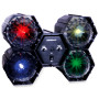 Jeu de Lumière FXLab G017KG - Effet à 4 Cristal LED - Lampe de scène/fêt, multicolore avec contrôleur son/lumière intégré