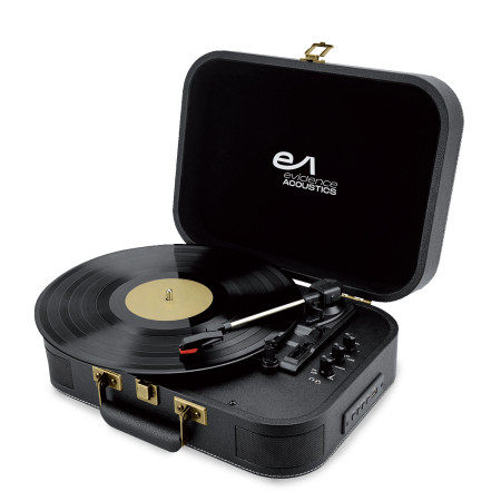 Tourne-disque Vinyle Evidence Acoustics EA-PL100-BK - Haut-parleurs intégrés 20 watts PMPO - 33, 45 et 78 tours - Bluetooth, USB