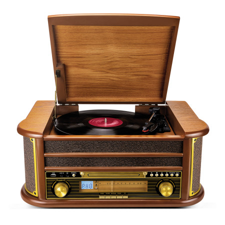 Tourne-disque Vinyle Roxel VRP-90 Avec Haut-parleurs Stéréo - 3 Vitesses (33/45/78 Tr/min) - Bluetooth, Design Bois
