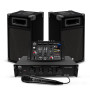 Kit Sonorisation 300W Bm Sonic BMS-DJ300-USB-BT Initiation DJ Enceintes Ampli Table de Mixage Bluetooth USB, Microphone Câblages