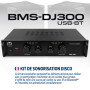 Kit Sonorisation 300W Bm Sonic BMS-DJ300-USB-BT Initiation DJ Enceintes Ampli Table de Mixage Bluetooth USB, Microphone Câblages