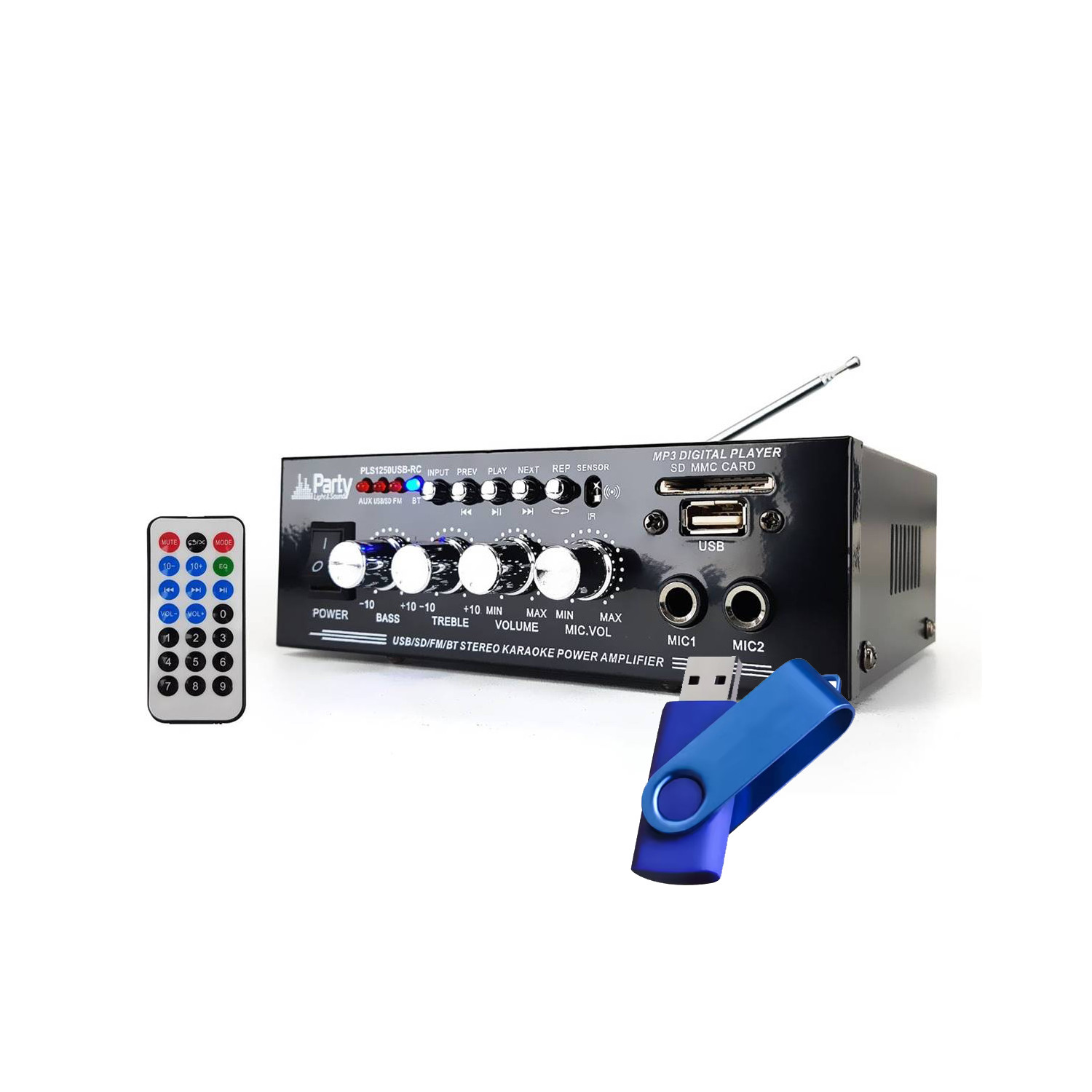 Pack Ampli HiFi PLS1250USB-RC + 4 Enceintes 80W - Sonorisation Restauration Commerce Bluetooth USB
