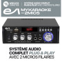 Pack Karaoké Enfants Evidence Acoustics EA-MYKARAOKE 80W Amplificateur Bluetooth USB, 2 Enceintes, 2 micros fils pour chanter