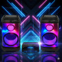 Système Sonorisation Pickering PKG2760, 2 enceintes 2 voies 30cm 12" avec Effets LED Ampli 2x760W Bluetooth USB Optique RADIO FM