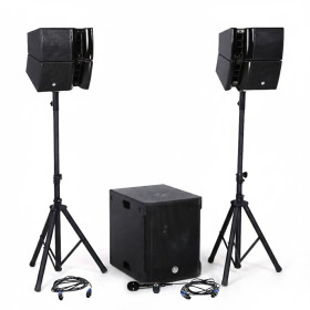 Pack Kit Sonorisation 1200W DJ complet BM SONIC BMS15-HORN , Enceintes satellites, Caisson 38cm USB/Bluetooth, Supports Câbles