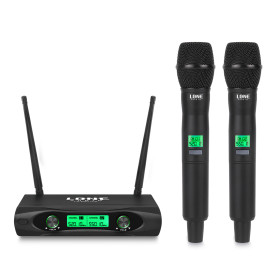 Ensemble microphones récepteur UHF Lone Audio LA-MIC102 double canaux avec 2 microphones à main - 500MHz -700MHz