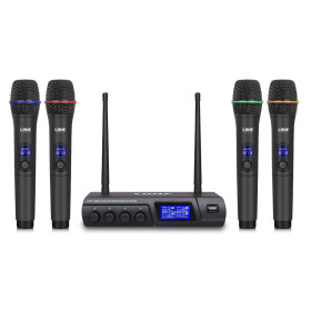 Microphones récepteur UHF Lone Audio LA-MIC104 double canaux 4 microphones main - 523.7 MHz - 527.7 MHz - 553.7 MHz - 555.1 MHz