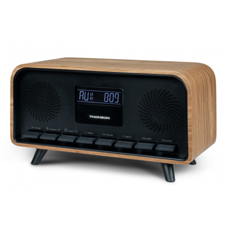Thomson RT850BT – Radio-réveil & Enceinte Bluetooth Vintage 30W avec Radio FM et Double Alarme