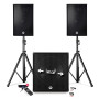 Pack sonorisation 2400W -2 Enceintes + Caisson +Pieds - USB/BLUETOOTH - table de mixage MXW5 -2 micros ss fils