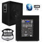 Pack sonorisation 2200W - Enceintes + Caisson + Pieds - USB/BLUETOOTH - BM SONIC BMS1512 + table de mixage 2 micros ss fils