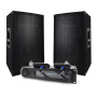Pack Sono DJ BM SONIC Amplificateur 2000W, Paire d'Enceintes BMS12 2x600W, Câbles, table de mixage 2 micros sans fils
