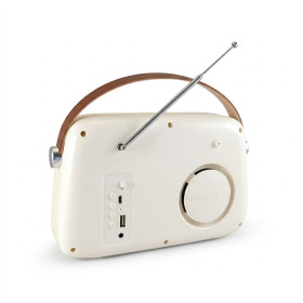 Radio Bluetooth FM vintage RETRO35  portable blanche batterie rechargeable look rétro