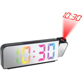 INOVALLEY RP-10-PROJ Réveil Projecteur Miroir LED Multicolore Noir Affichage Plafond Température Snooze