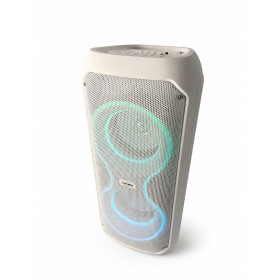 INOVALLEY Enceinte Bluetooth 400W Blanc LED RGB Karaoké TWS Radio FM Batterie Rechargeable KA-08