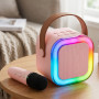 INOVALLEY Karaoké Bluetooth Rose 10W avec Micro Sans Fil Lumières LED RGB Batterie Rechargeable