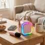 INOVALLEY Karaoké Bluetooth Rose 10W avec Micro Sans Fil Lumières LED RGB Batterie Rechargeable