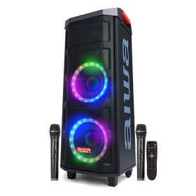 AIWA KBTUS-710-MKII Enceinte Karaoké Portable 700W Bluetooth 5.0 TWS 2 Micros VHF Sans Fil Batterie LED RGB