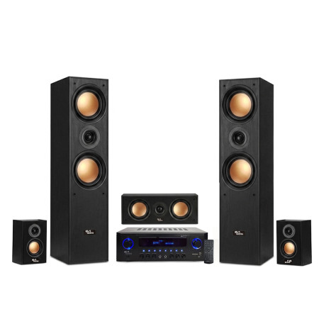 Evidence Acoustics Pack Home Cinéma 5.1 Bluetooth Colonnes Ampli USB Karaoké Noir