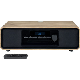 THOMSON Bluetooth-microketen 60 W met CD, USB en FM, draadloos opladen, zwart MIC300IBT, AUX-IN-ingang met 3,5 mm-aansluiting (k