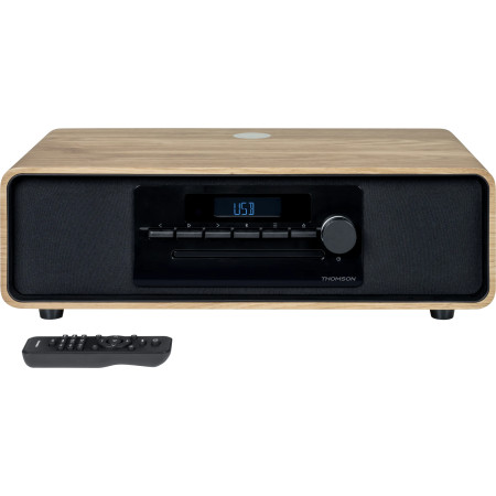 THOMSON Microimpianto stereo Bluetooth 60 W con lettore CD, USB e FM, ricarica a induzione, nero MIC300IBT, ingresso AUX-IN con 