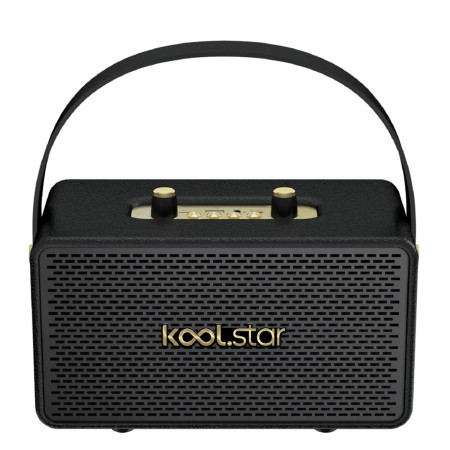 KoolStar Springstone Enceinte Bluetooth 5.3 Vintage 2x25W TWS USB TF AUX Finition Similicuir Noir Or