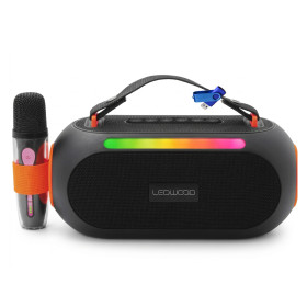 COSMO80 Enceinte Bluetooth 80W Karaoké Portable Noir LED IPX4 Micro Sans Fil Batterie