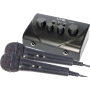 LTC Set Mixage Karaoké TV-Station Noir 2 Micros Changeur de Voix Écho Batterie Rechargeable