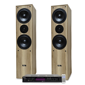 Pack Colonne HiFi/Home-Cinéma Evidence Acoustics EA700-WOOD STEREO/KARAOKE 2x 50W - USB SD BT FM- 2x500W PMPO - Chêne Clair