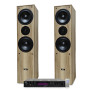 Pack Colonne HiFi/Home-Cinéma Evidence Acoustics EA700-WOOD STEREO/KARAOKE 2x 50W - USB SD BT FM- 2x500W PMPO - Chêne Clair