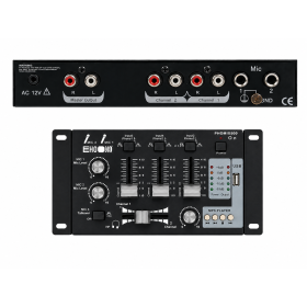 HQ Power PROMIX50U Table de mixage MP3 stéréo 2 canaux, 2 entrées micro et 1 entrée USB, Sono DJ