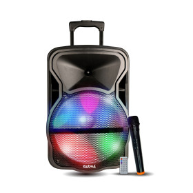 Enceinte amplifiée 600W PMPO Karma DEEP-12 avec microphone sans fil VHF USB Bluetooth TWS, Enregistrement, Boomer LED RVB