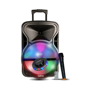 Enceinte amplifiée Sono KARMA DJ 600W PMPO Bluetooth TWS Micro VHF USB Enregistrement LED RVB OVNI