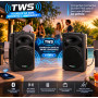 Ibiza Sound SLK-15A-TWS Enceinte amplifiée 800W 15 pouces Bluetooth USB SD DJ sono mobile noir Fonction TWS
