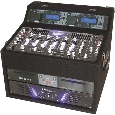 Ibiza Sound DJ1000MKII – Tragbares, aktives DJ-System im Rack-Format mit 6 Kanälen, CD-, USB- und SD-Player, schwarz