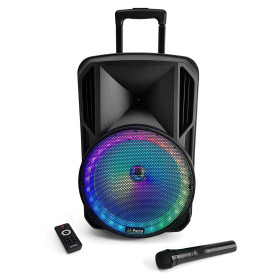 Altavoz portátil con batería de 800 W - 12" con LED RGB - USB/MICRO SD/BT/FM + Micro VHF + Teléfono