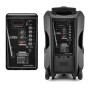 Draagbare geluidsinstallatie op batterijen, 1000 W – 15" met RGB-LED’s – USB/microSD/BT/FM + VHF-microfoon + telefoon